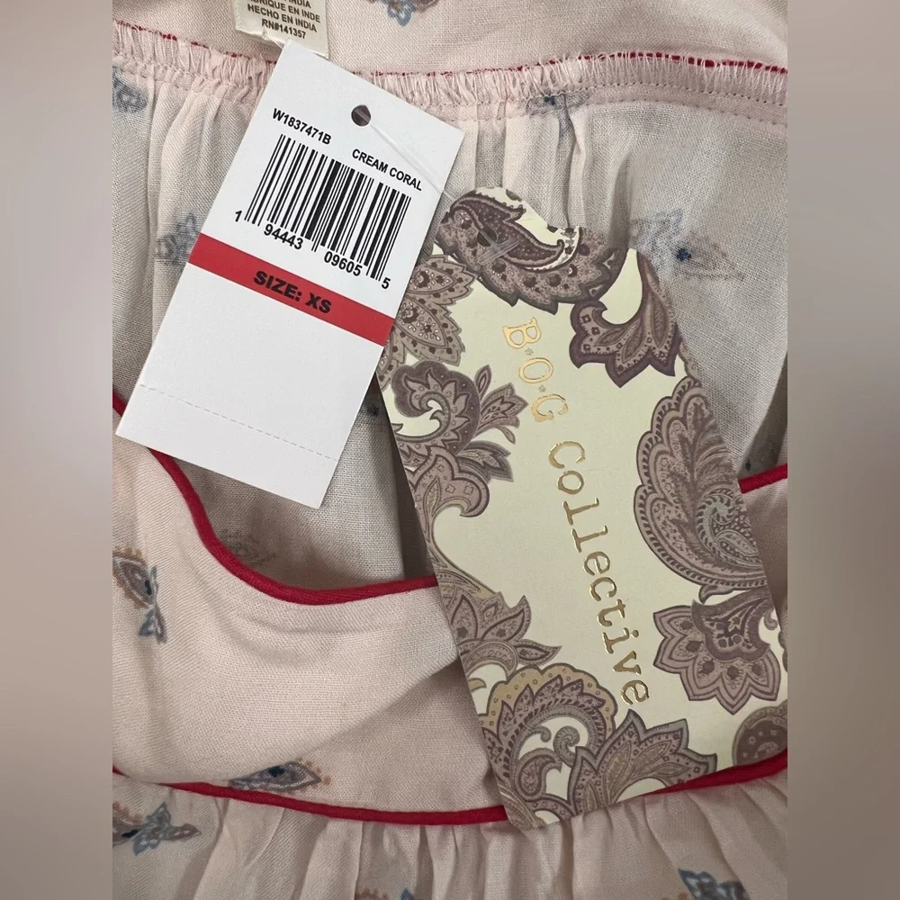 NWT BOG Band Of Gypsies Women's Small S Loose Boho Midi Flutter Sleeve Paisley - Picture 12 of 15